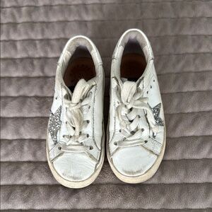 Kids White and Silver Sneakers